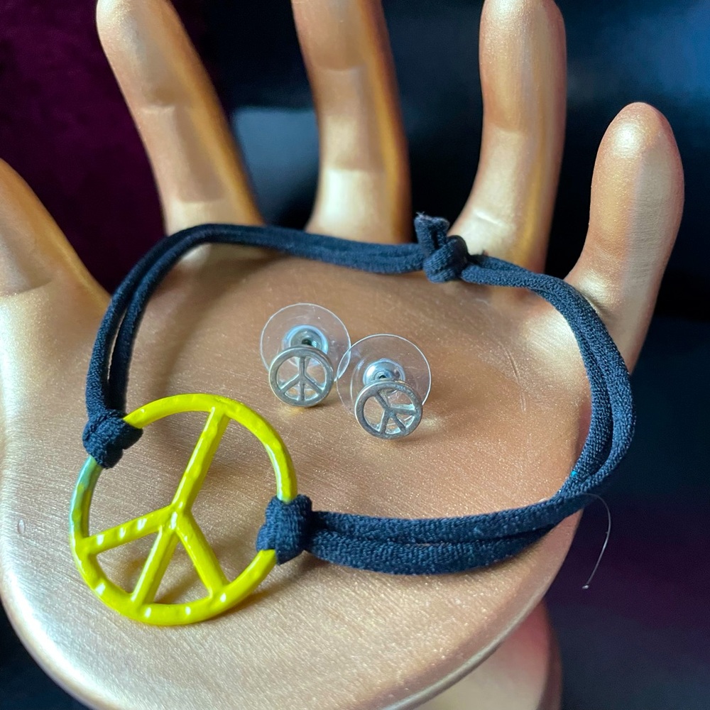 Peace Sign Earrings and Bracelet
